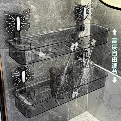 Suction Cup Bathroom Storage Shelf, Drill-Free Wall-Mounted Cosmetic Storage Box - 5