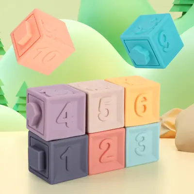 Kids Soft Rubber Stacking Blocks Set with Large Embossed Numbers - 2