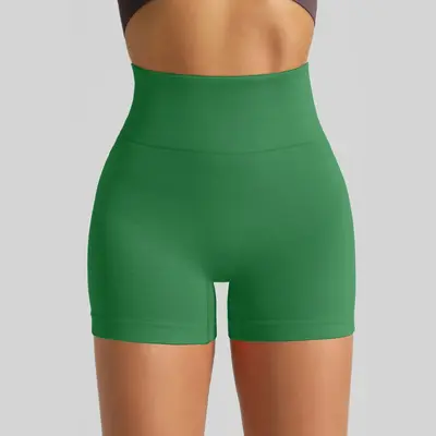 Dikişsiz örgü yoga şortu, yüksek belli şeftali kaldırma etkili, üçte bir boy - 10