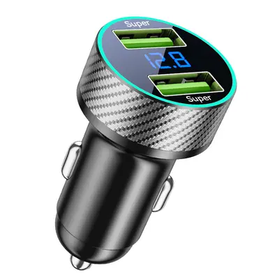 66W Car Phone Charger, Dual USB, Super Fast Charging, Cigarette Lighter Adapter