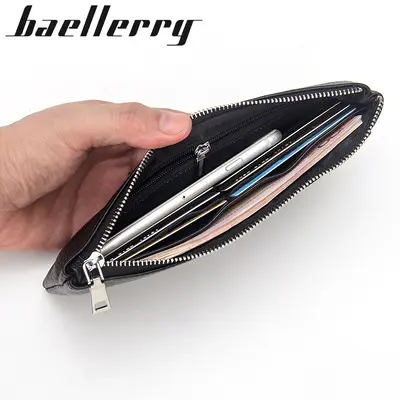 Baellerry Erkek Uzun Cüzdan Hakiki Deri Fermuarlı İnce Model - 4