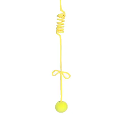 Hanging Rabbit Fur Ball Cat Toy with Retractable Elastic Rope - 6