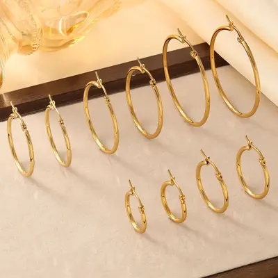 Edelstahl glatte Ring Ohrringe für Frauen INS erreichbarer Luxus High-End übertriebene große runde Ohrringe Spulen Ohrringe einfache Ohrringe