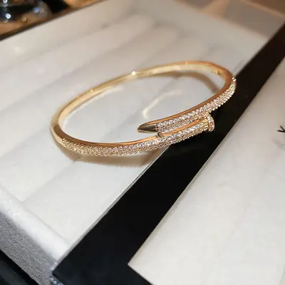 Korean-style rhinestone cuff bracelet, open design, women - 7