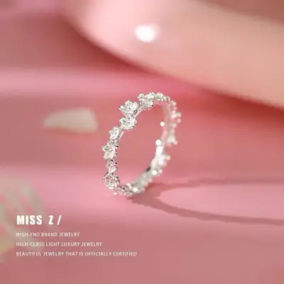 925 Silver-Plated Floral Ring, Adjustable - 3
