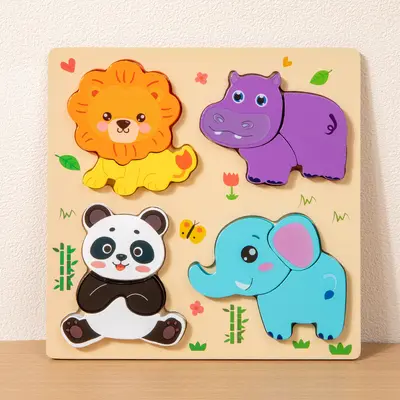 Children's Educational Puzzle Toy 3D Wooden Handle Board Age 3+ Montessori Teaching Aid Kindergarten Gift Early Learning Cross-border - 7