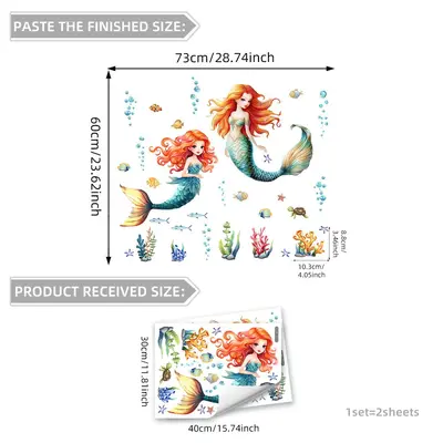 YCL6041 Luminous Mermaid Underwater World Glow-in-the-Dark Wall Sticker
