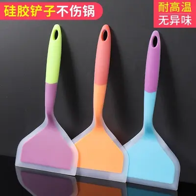 Yemek pişirmek için silikon spatula, mutfak spatulası, yarı şeffaf kızartma spatulası, mutfak wok, evde yemek pişirmek için tamagoyaki spatulası.