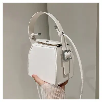 PU Leather Small Square Handbag, Women's Box Bag with Strap - 4
