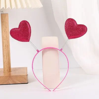 Valentinstag-Glitzer-Pfirsich-Herz-Haarklammer mit Brillen-Set - 9