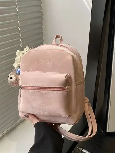 2026 Women's Mini Backpack, Solid Color, Cartoon Design, for School and Commuting - 4