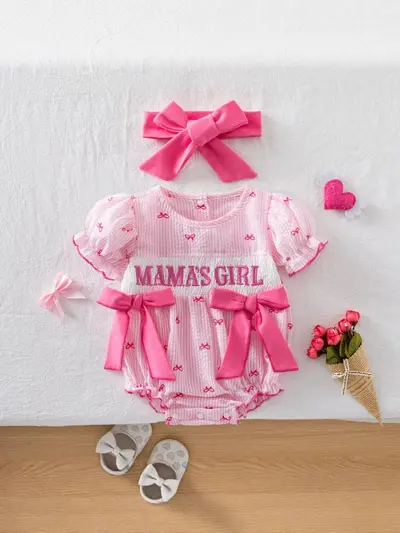 Kız bebek yaz tulumu seti, bandana ile birlikte