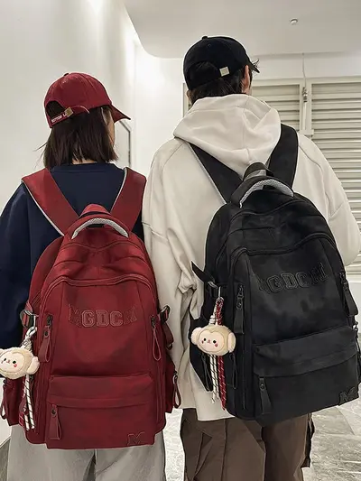 Backpack new large capacity simple urban multifunctional middle school students men and women same style school bag solid color comfortable backpack