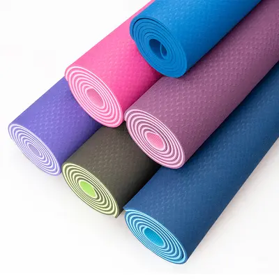 厂家直销TPE瑜伽垫防滑减震加厚加宽家用舞蹈隔音健身地垫批发
