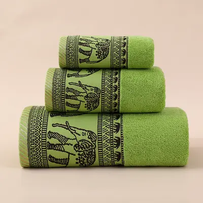 Pure cotton towel set with elephant jacquard pattern - 8