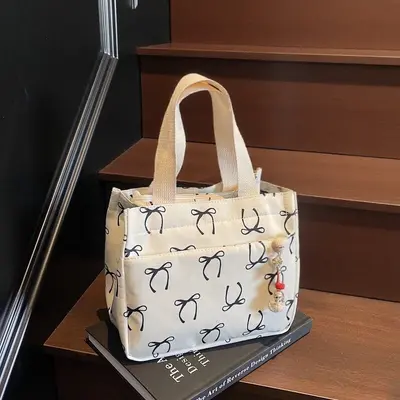 Women's Canvas Handbag, Portable and Simple, Lunch Box Design - 3