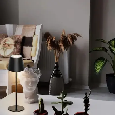 LED Rechargeable High-Foot Table Lamp, Bedroom Bedside Lamp