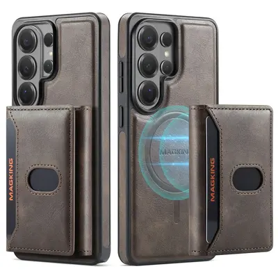 Samsung S26 Ultra case, three-fold wallet, card slot, MagSafe, magnetic