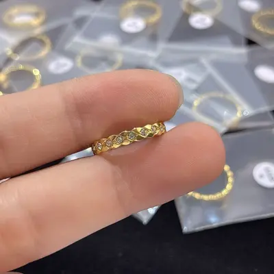 Xiangja 18k Gold plattiert Coco Rautenmuster Ring - 11