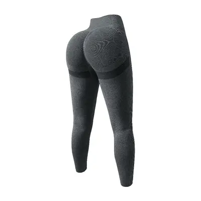 Damen-Sport-Yoga-Leggings Hochbund schnelltrocknend Herbst-Winter Pfirsich-Design - 7