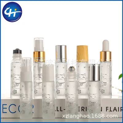 Cross-border 5/10ml Frosted Glass Wood Grain Cap Roll-on Bottle Essential Oil Perfume Roller Bottle Refillable Dispenser Bottle Can Be Packaged as Set - 11
