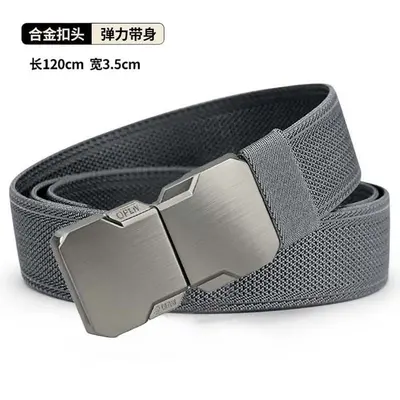Cross-border Men's Nylon Canvas Tactical Belt with Elastic Webbing and Buckle for Outdoor Training and Casual Wear - 8
