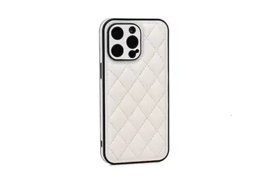 Diamond Quilted Leather Hard Case for iPhone 16 Pro Max, 15, 14 and 13, Women's
