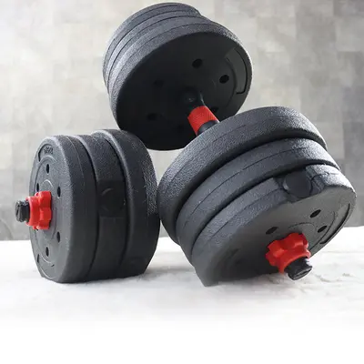 Cement dumbbell set, rubber coated, adjustable