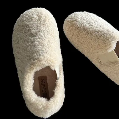 Women's Thick Fluffy Cotton Slippers, Winter, Inner Height-Increasing, WQ100