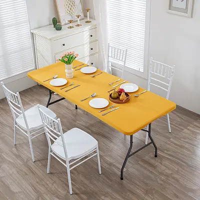 Cross-border elastic tablecloth half pack tablecloth simple solid color washable outdoor elastic milk silk tablecloth ready for supply - 10