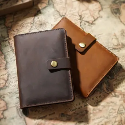 Crazy Horse leather passport holder, vintage multifunctional