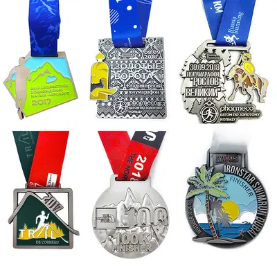 Custom Metal Medal with Ribbon Hanger, Aluminum Alloy Electroplated, Logo Printed