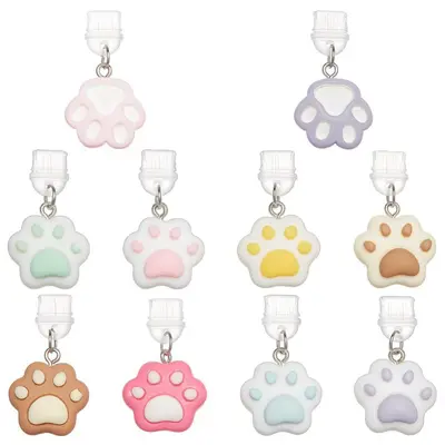 10pcs Type-C Phone Dust Plugs Set with Cute Cat Paw Pendant, USB-C Charging Port Protector