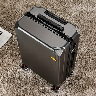 Men's Leather Business Suitcase, Zipper, Combination Lock, Wheeled - 6