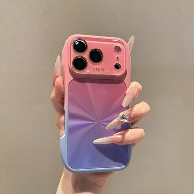 Gradient aurora dual-colour phone case, large window design, compatible iPhone 16-18 Pro M