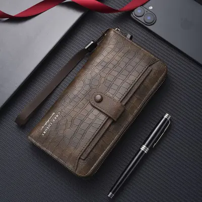Men's Long Wallet with Zip Phone Compartment, Large Capacity - 8