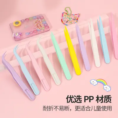 Best Seller Stokta Olan Boncuk Pense Eğri Uçlu Tırnak Sticker Sivri Uçlu Plastik Maşa Macaron Gu Kart Plastik Pense