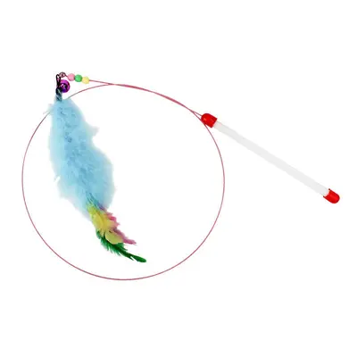 Cat teaser wand toy with two-color feathers, high durability, 6 pcs - 9