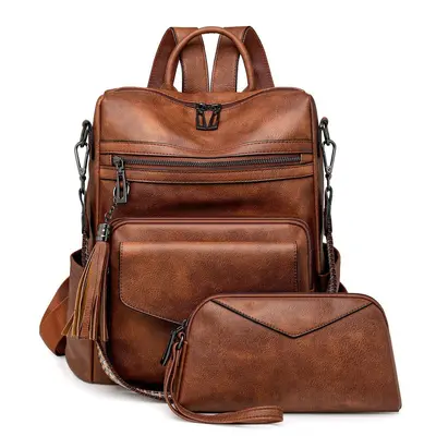 Grenzüberschreitender PU Damen Winter neu Europa und Amerika Retro vielseitiger Rucksack Damen hochwertig zweifarbiger Quasten Rucksack Großhandel - 13