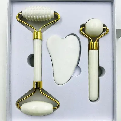 Natural jade beauty device dual-head jade roller face massage complete set beauty device export jade wholesale - 3