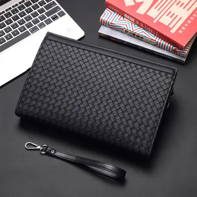 Herren-Clutch im Flechtmuster, großes Fassungsvermögen - 1