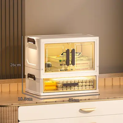 Çift kapılı kozmetik saklama kutusu, toz geçirmez, katlanır - 13