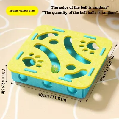 Cat toy for kittens and cats, self-entertainment, boredom relief gadget, educational maze, felt box with holes, cat teaser bell ball. - 12