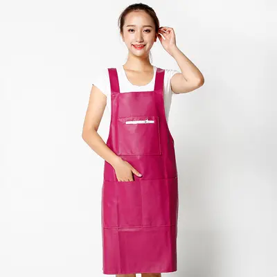 Waterproof Oil-Resistant PU Leather Kitchen Apron - 13