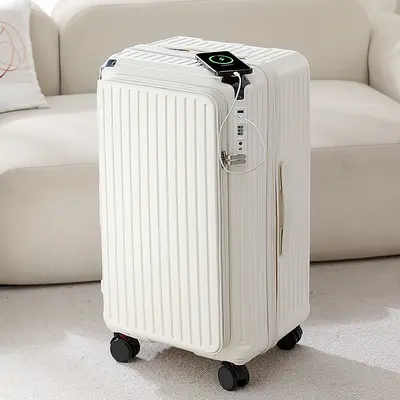 Koffer mit Frontöffnung Damen 2025 Neues Modell erweiterbar Multifunktional Trolley 20 Zoll Reisekoffer Handgepäck Passwort Herren - 9