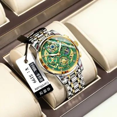 Herrenuhr Luxus, Hohlkammeroptik, wasserdicht, Quarz - 9