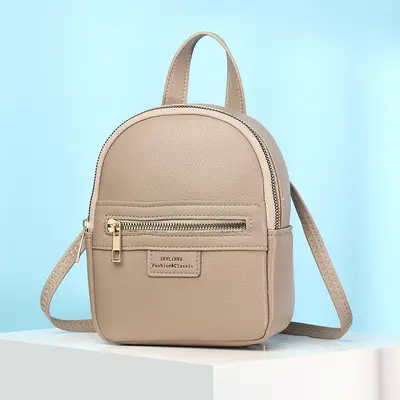 Senlina Women's Backpack, PU Leather Litchi Pattern - 11
