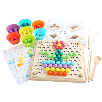 2-in-1 Perlen-Greifspiel, Lernspielzeug zur Konzentrationsförderung für Kinder