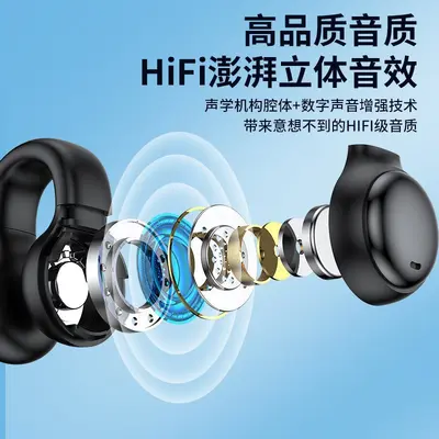 Bone conduction Bluetooth headphones, clip, noise reduction, running, wireless