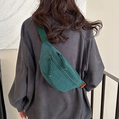 Новая модная простая нагрудная сумка, однотонная поясная сумка в стиле fashion, повседневная спортивная сумка, бархатная сумка через плечо большой вместимости для студентов, для трансграничной торговли